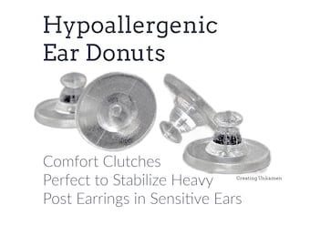 5 paires de donuts hypoallergéniques pour les oreilles - Pochette confortable - Parfaites pour stabiliser les boucles d'oreilles lourdes dans les oreilles sensibles