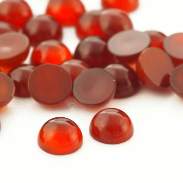 Carnelian Round Calibrated Cabochon Stones - 3mm, 4mm, 5mm, 6mm, 8mm, 10mm, 12mm, 16mm, 20mm