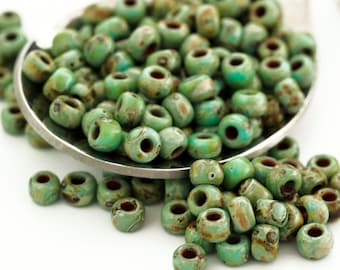 Miyuki 6-4514 Seed Beads 6/0 Turquoise Blue Picasso - 100% Guarantee