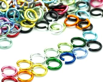 100 - 14 gauge Aluminum Jump Rings - 6.5mm ID - 9.7mm OD - 1/4"