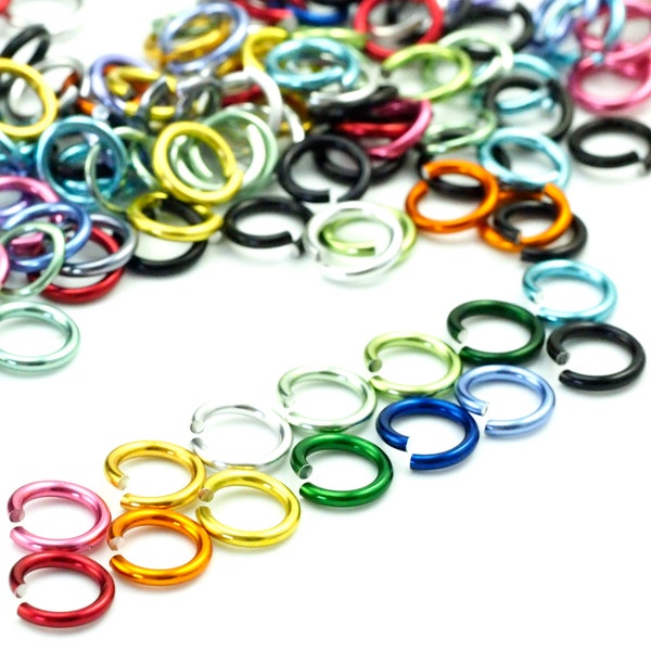 100 - 14 gauge Aluminum Jump Rings - 6.5mm ID - 9.7mm OD - 1/4"