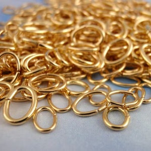 100 Gold Plated Brass Oval Jump Rings 16, 18, 20, 22, 24 gauge Best Commercially Made You Pick Diameter 100% Guarantee image 6