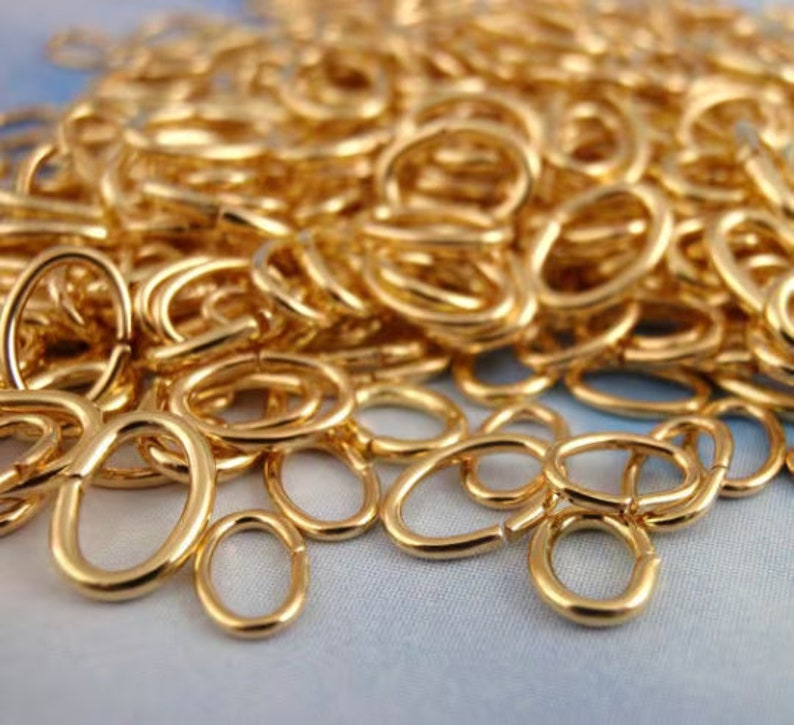 100 Gold Plated Brass Oval Jump Rings 16, 18, 20, 22, 24 gauge Best Commercially Made You Pick Diameter 100% Guarantee image 6