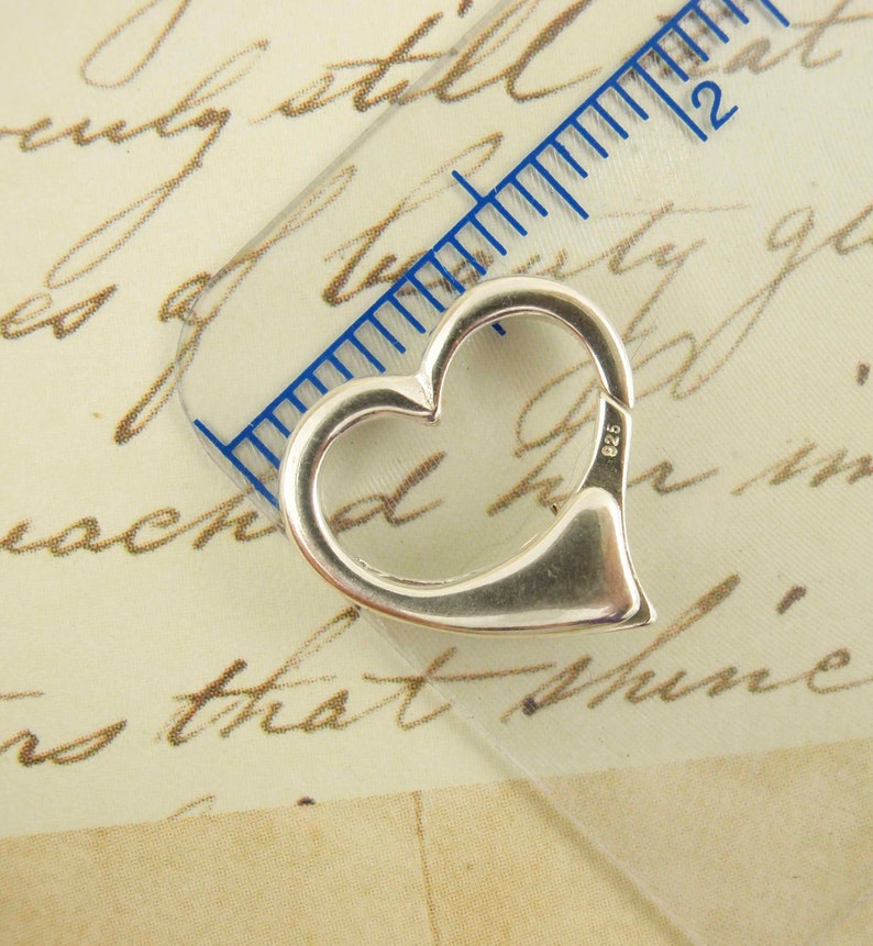 1 Sterling Silver Heart Lobster Clasp Triggerless Simply Stunning 13.5mm Shiny, Antique or Black Best Commercially Made image 2