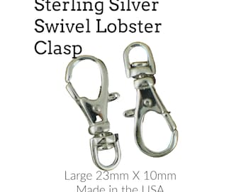 1 Sterling Silver Swivel Lobster Clasp - Large 23mm X 10mm - 100% Guarantee