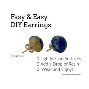 14kt Gold Filled Post Earrings KIT - Makes 4 Pairs - 2.5mm, 4mm, 5mm, 6mm, 8mm, 10mm Pad -  Made in the USA - Includes Resin, Nuts, Posts