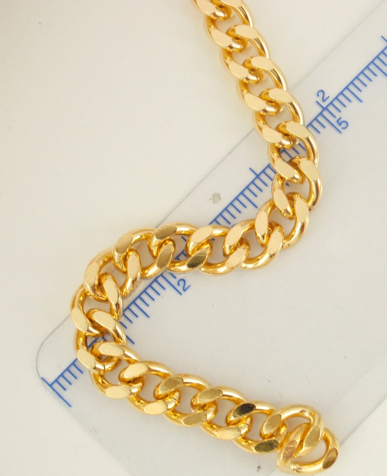 or Rhodium Plated 6.8mm Diamond Cut Curb Chain 18kt Gold Made in the USA You Pick Length 14kt Gold