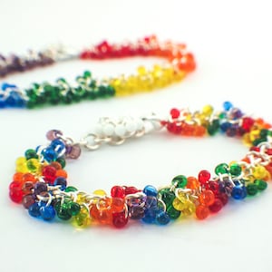 Shaggy Beaded Bracelet Kit - Rainbow Miyuki Drop Beads with Silver