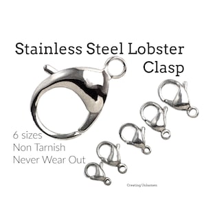 1 Stainless Steel Lobster Clasp - Teardrop Style - 9mm, 12mm, 13mm, 15mm, 17mm, 33mm 100% Guarantee