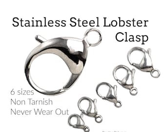 1 Stainless Steel Lobster Clasp - Teardrop Style - 9mm, 12mm, 13mm, 15mm, 17mm, 33mm 100% Guarantee