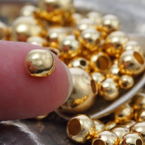 50 Gold Plated Smooth Round Beads You Pick Size 2.5mm 3mm image 2