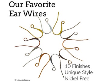 18 Pairs Slope Ear Wires - Gold, Silver, Rose Gold, Antique Silver, Antique Gold, Copper, Antique Copper, Gunmetal, Bright Silver