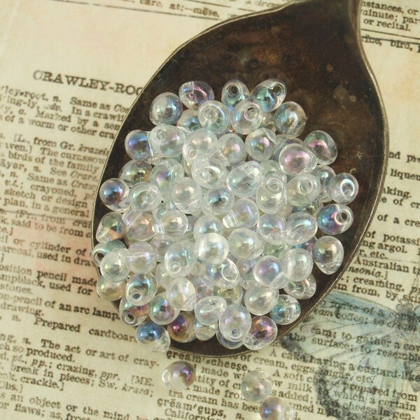 Transparent Crystal AB Miyuki Drop Glass Beads -  Sparkle and Shimmer