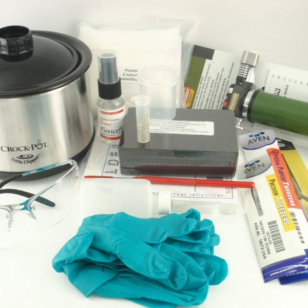 Soldering Kit for Sterling Silver  - Torch, Tweezers, Pad, Block, Non Toxic Pickle, Glasses, Gloves