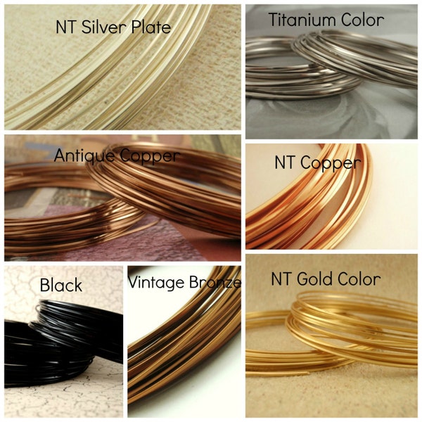 Square Wire Non Tarnish 18 en 21 gauge - Koper, Vintage Brons, Goud, Zilver, Titanium, Antiek Koper, Zwart, Roségoud - 100% Garantie