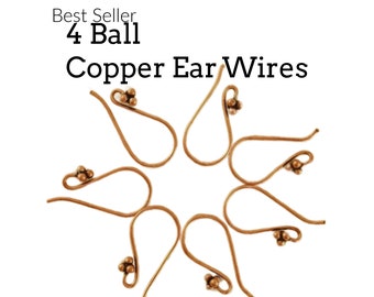 Copper Ear Wires - 4 Ball Accent