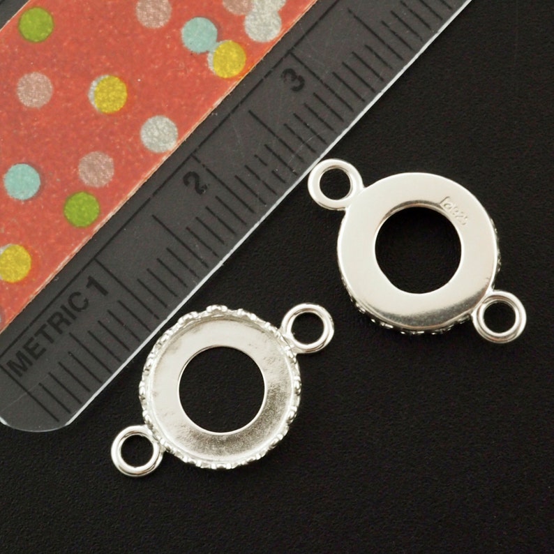 1 Sterling Silver Round Gallery Bezel Link 8mm, 10mm, 12mm, 14mm, 20mm image 2