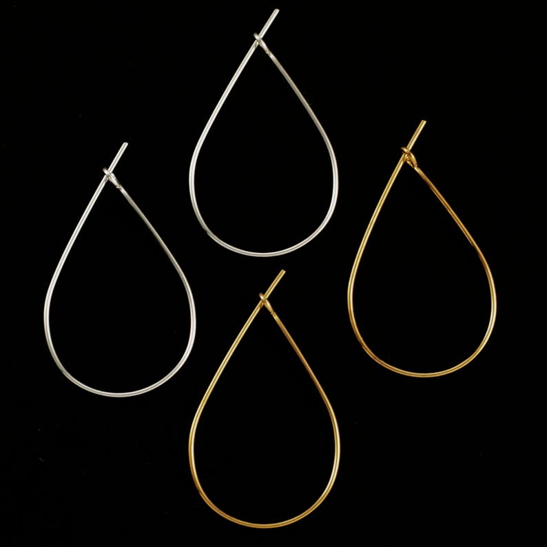 20 Pairs Teardrop Beading Hoops 27mm X 17mm Silver or Gold Plated 100% Guarantee image 8