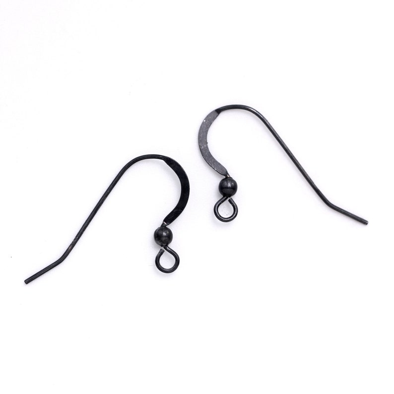 Sterling Silver Flat Ear Wires with Bead 22 gauge Economical Choice in Shiny, Antique or Black Finishes image 6