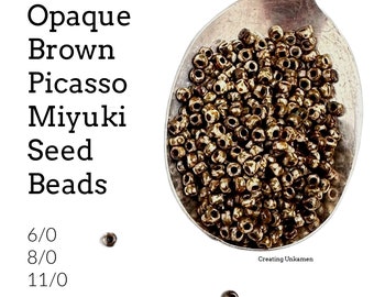 Miyuki Seed Beads 4517 Brown Picasso 6/0, 8/0, 11/0