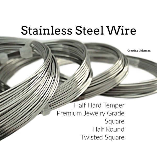 Wire Jewelry Grade Stainless Steel 316L in Square, Twisted and Half Round - Premium HH - You Pick Gauge 18, 20, 21, 22, 24 - 100% Guarantee