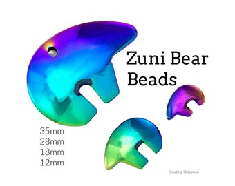 Rainbow Zuni Bear Beads - 12mm, 18mm, 28mm, 35mm or Choose a Set for Easy DIY Jewelry