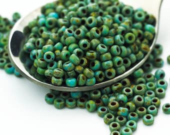 Miyuki Turquoise Blue Picasso 8/0 Glass Seed Beads  100% Guarantee