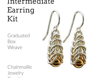 Kit Drop Earrings Intermediate Chainmaille Jewelry Creating Graduated Box Weave  - Inca Puno