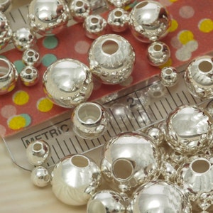 50 Silver Plated Smooth Round Beads You Pick Size 2.5mm, 3mm, 4mm, 5mm, 6mm, 7mm, 8mm, 9mm, 10mm or Mix image 2