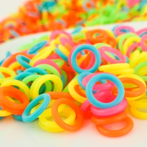 Neon Silicone Jump Rings YOU Pick Color and Size - Clearance