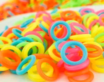 Clearance Sale Neon Silicone Jump Rings YOU Pick Color and Size