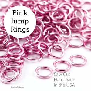 Jump Rings 100 Handmade Rose Pink Enameled 18, 20, 22 or 24 gauge You Pick Diameter - 100% Guarantee