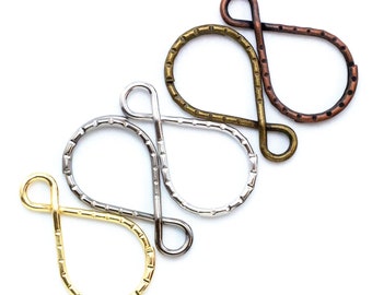 Infinity Split Rings in Antique Copper, Antique Brass, Gold, Gunmetal, Nickel Plated Stainless Steel 37mm X 18mm