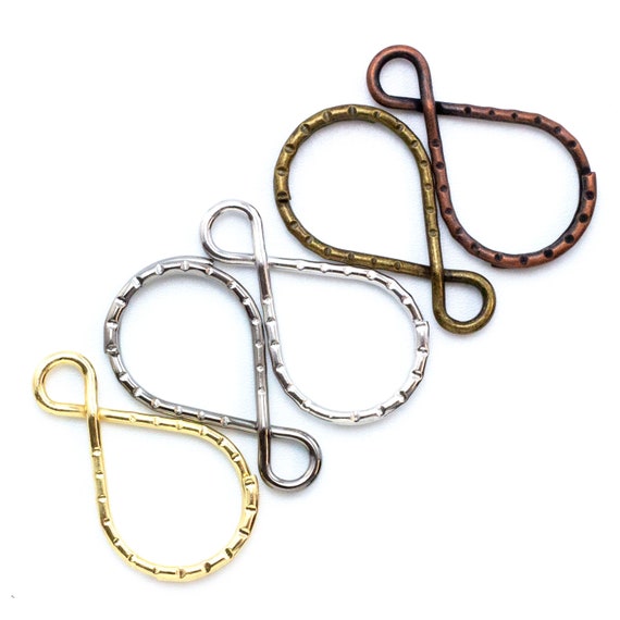 4 Infinity Split Rings in Antique Copper, Antique Brass, Gold, Gunmetal, Nickel Plated Stainless Steel 37mm X 18mm