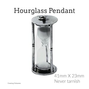 Hourglass Pendant - 51 X 23mm - Stainless Steel and Glass