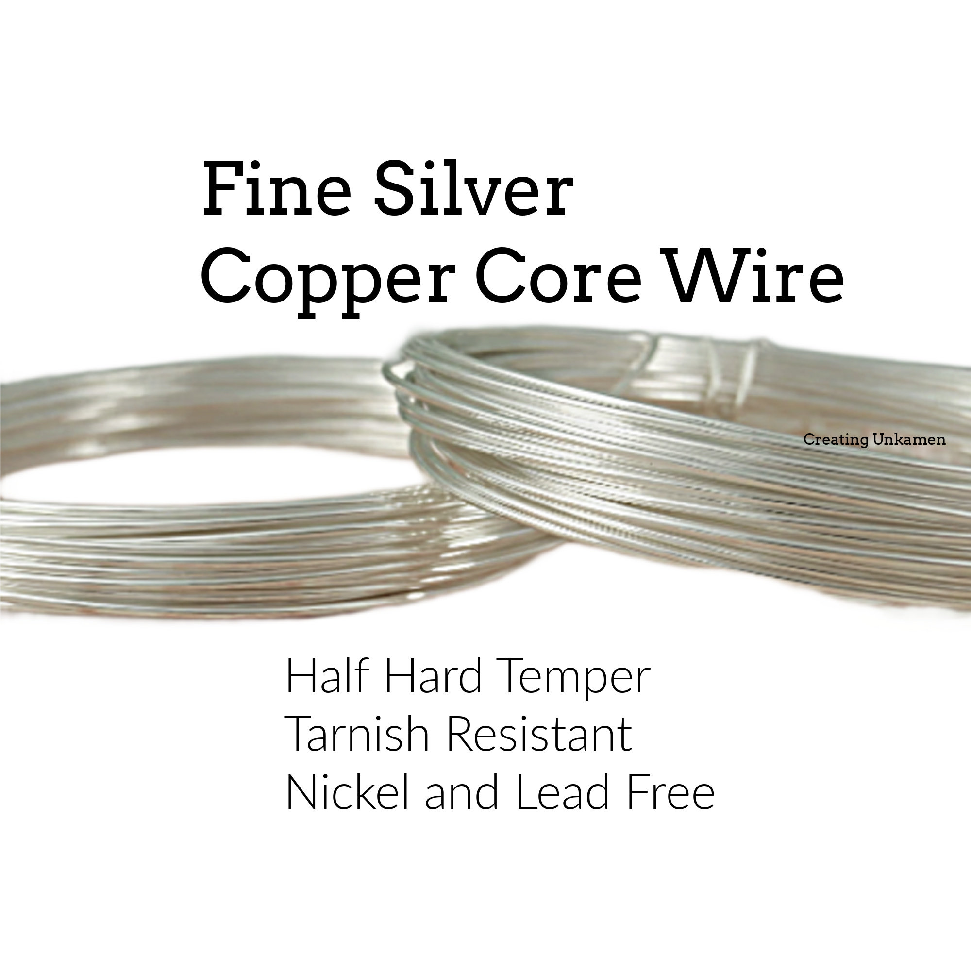 26 Gauge Round German Silver Metal Wire - Half Hard with Copper Core