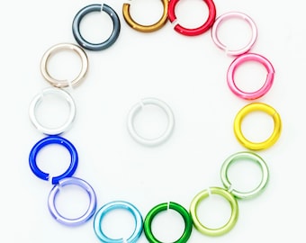 100 Anodized Aluminum Jump Rings 16 gauge 5mm ID - 7.3mm OD 3/16" ID