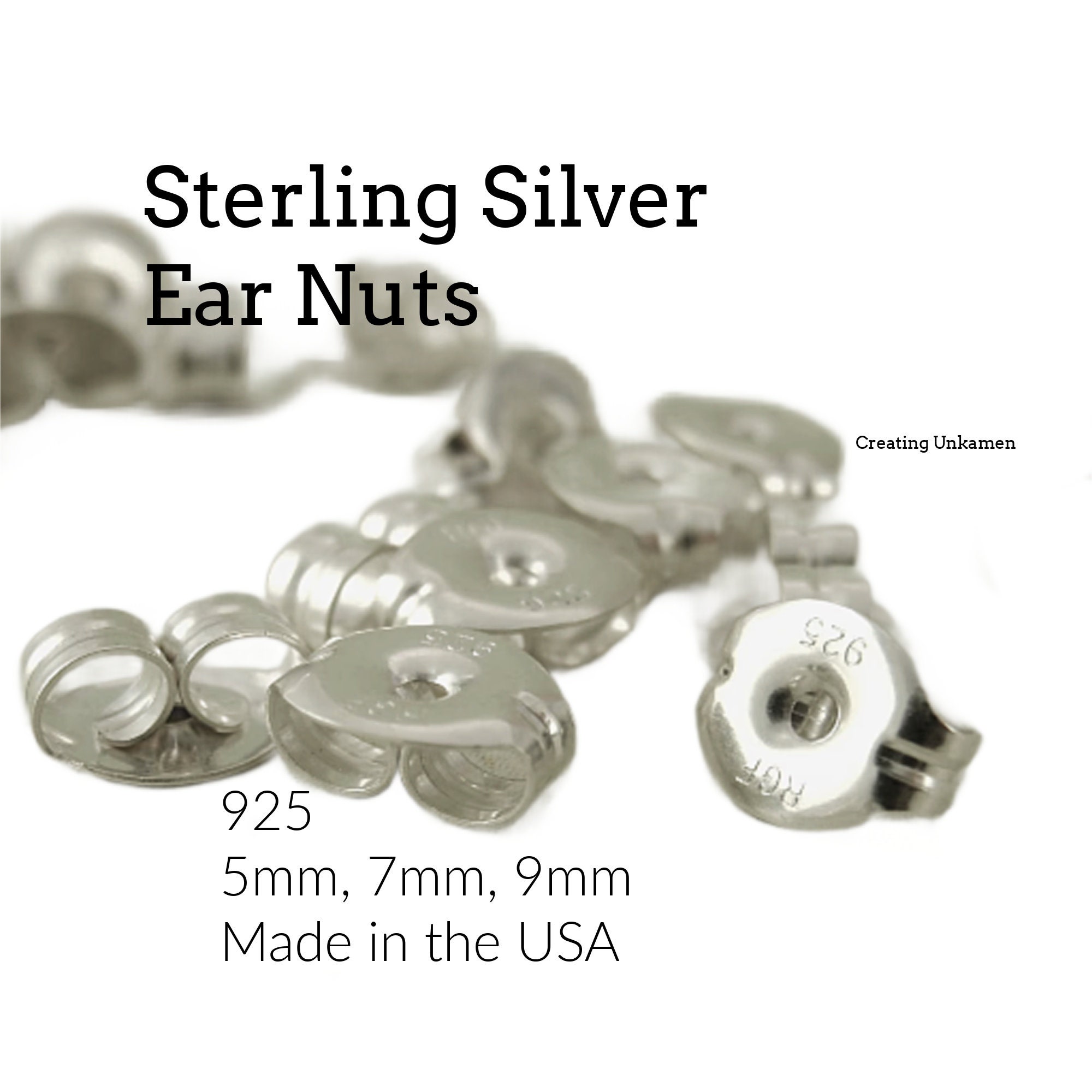 Earring Backs 7.5x4mm Silver Color (10-Pcs)
