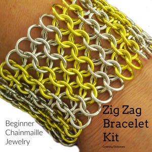 Bracelet Kit Modern Zig Zag Cuff European 4 in 1 Beginner Chainmaille