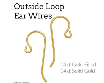 Alambres para pendientes con aro exterior en oro macizo de 14 kt.