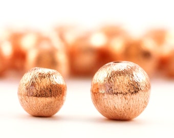 8 Brushed Copper Beads in 8mm or 10mm - Unique Texture