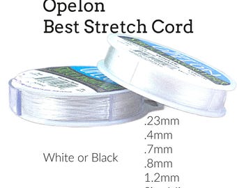 Opelon Best Stretch Cord for Bead Bracelets White or Black