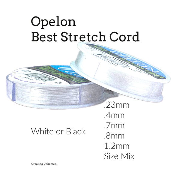 Opelon Best Stretch Cord for Bead Bracelets White or Black