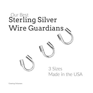May include: Three silver wire guardians in a U-shape, set against a white backdrop. Text reads "Our Best Sterling Silver Wire Guardians," "3 Sizes," and "Made in the USA."