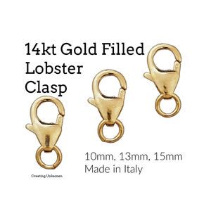 Lobster Clasp 1 - 14kt Gold Filled Teardrop 10mm, 13mm, 15mm - 100% Guarantee - Made in Italy image 1