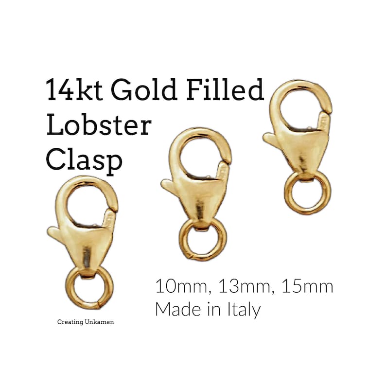 Lobster Clasp 1 - 14kt Gold Filled Teardrop 10mm, 13mm, 15mm - 100% Guarantee - Made in Italy image 1
