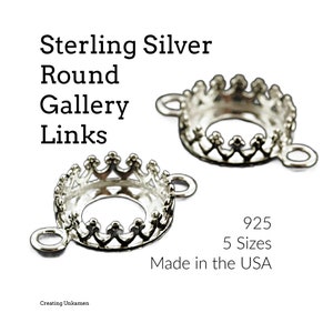 1 Sterling Silver Round Gallery Bezel Link 8mm, 10mm, 12mm, 14mm, 20mm image 1