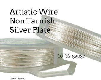 Artistc Wire Non Tarnish Silver Plate 10, 12, 14, 16, 18, 20, 22, 24, 26, 28, 30, 32 gauge - 100% Guarantee