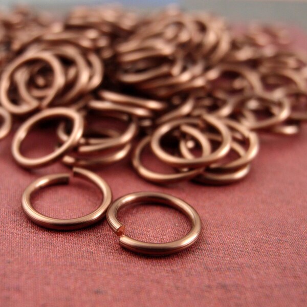 100 Handcrafted Antique Copper Colored Enameled Jump Rings in 16, 18, 20, 22 or 24 gauge YOU PICK the Diameter - 100% Guarantee