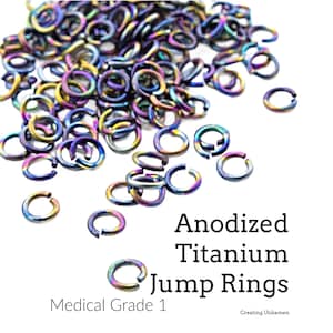 100 Anodized Titanium Jump Rings 14, 16, 18, 20, 22 Gauge, Jewelry Making Supplies